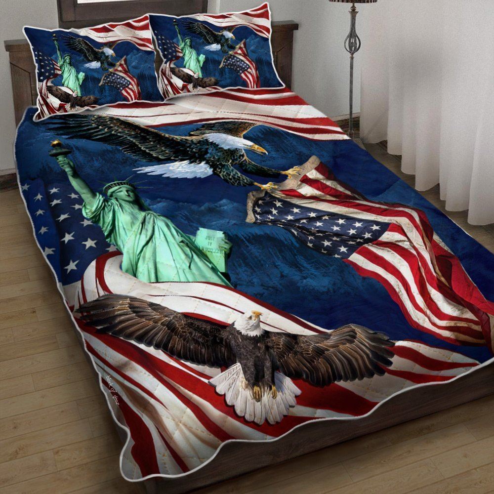 American Eagle Pride Patriotism Quilt Bedding Set