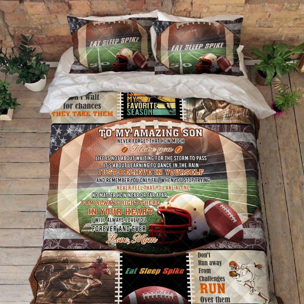 American Football Quilt Bedding Set To My Son Never Feel That You Are Alone Bnn496qs