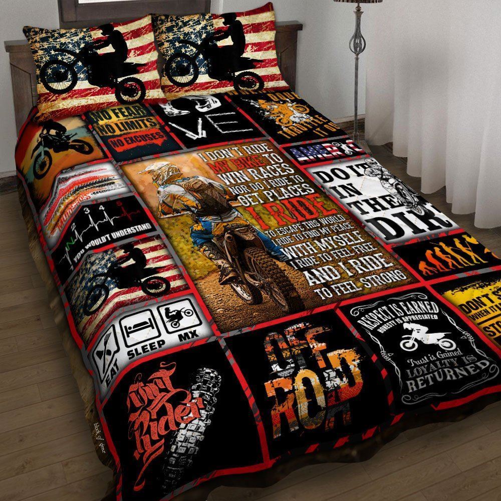 American Motocross Quilt Bedding Set