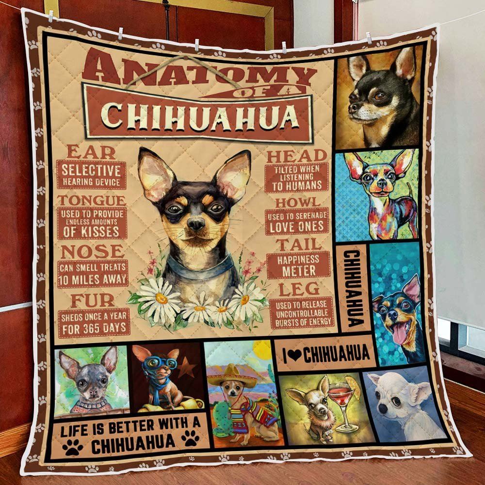 Anatomy Of A Chihuahua Quilt Blanket