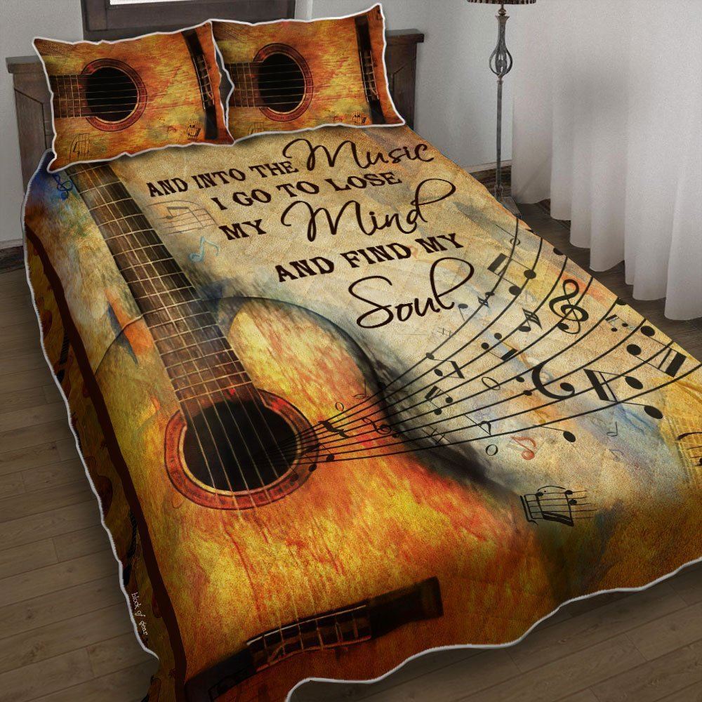 And Into The Music I Go To Lose My Mind And Find My Soul Guitar Quilt Bedding Set