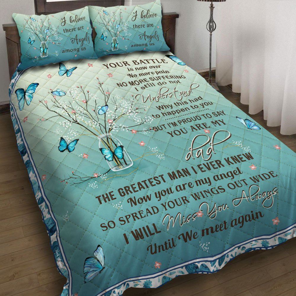 Angel Dad Butterfly Quilt Bedding Set