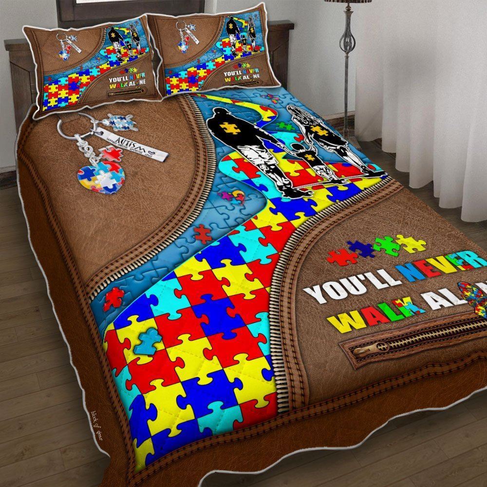 Autism Awareness Youll Never Walk Alone Quilt Bedding Set