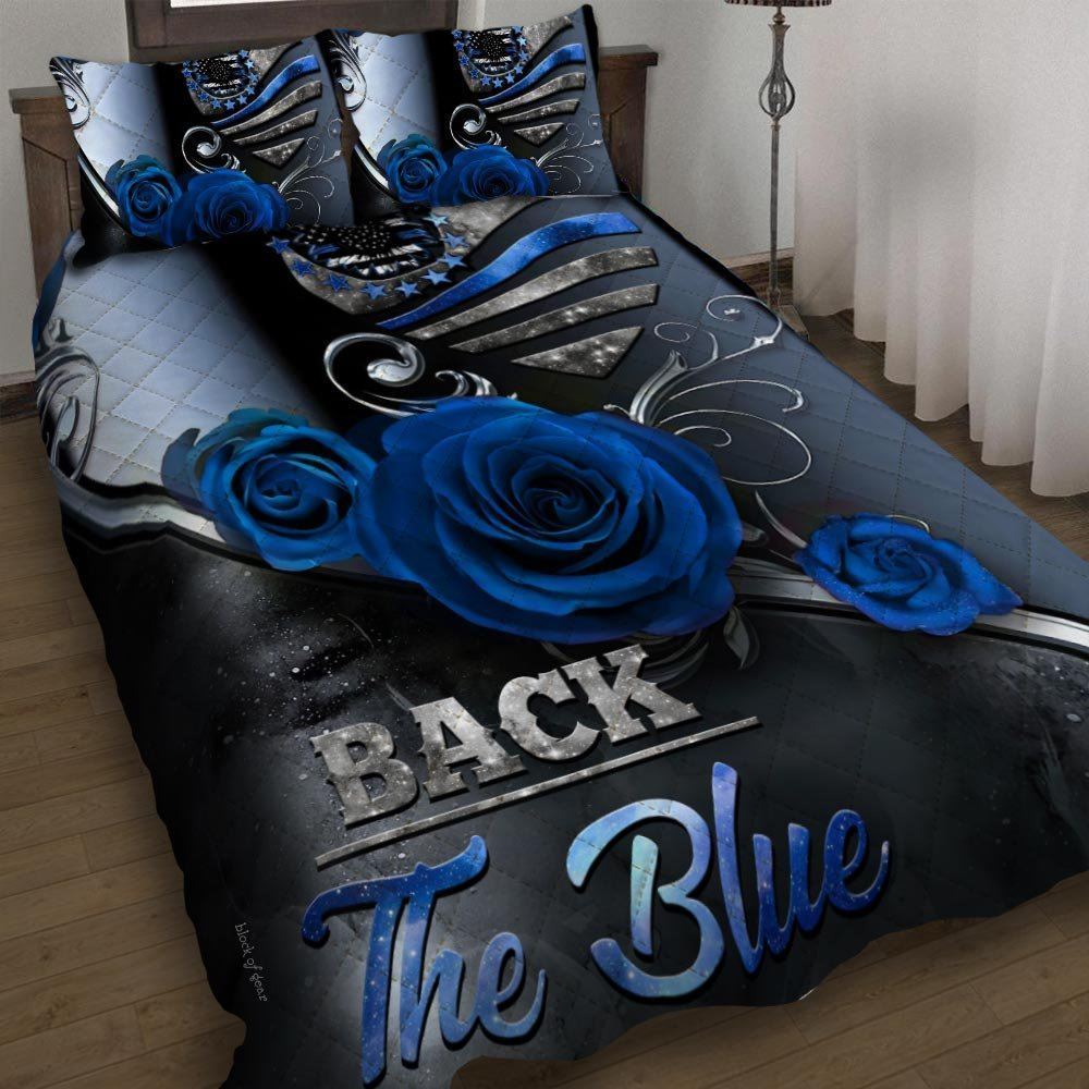 Back The Blue Quilt Bedding Set