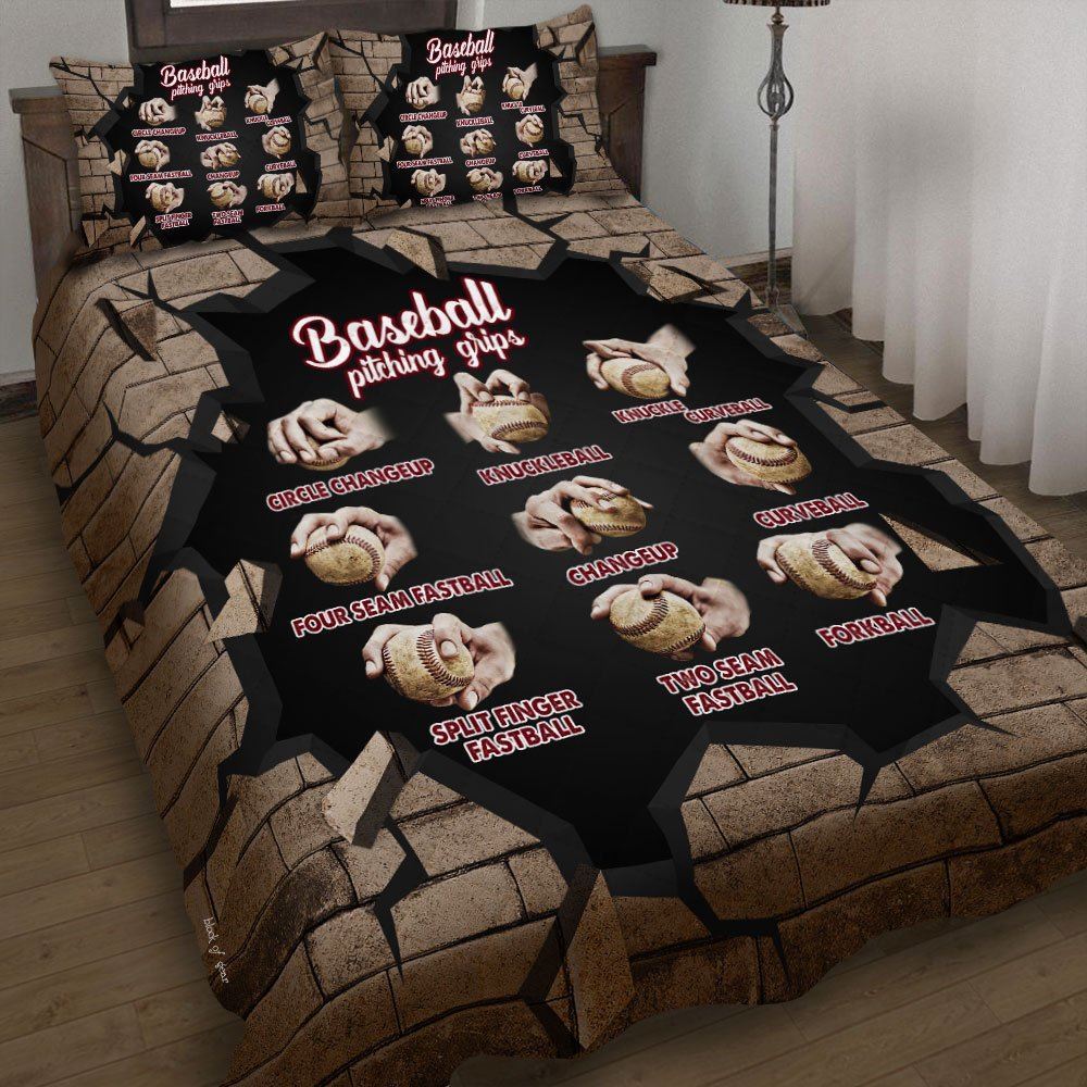 Baseball Pitching Grips Quilt Bedding Set-95ehf