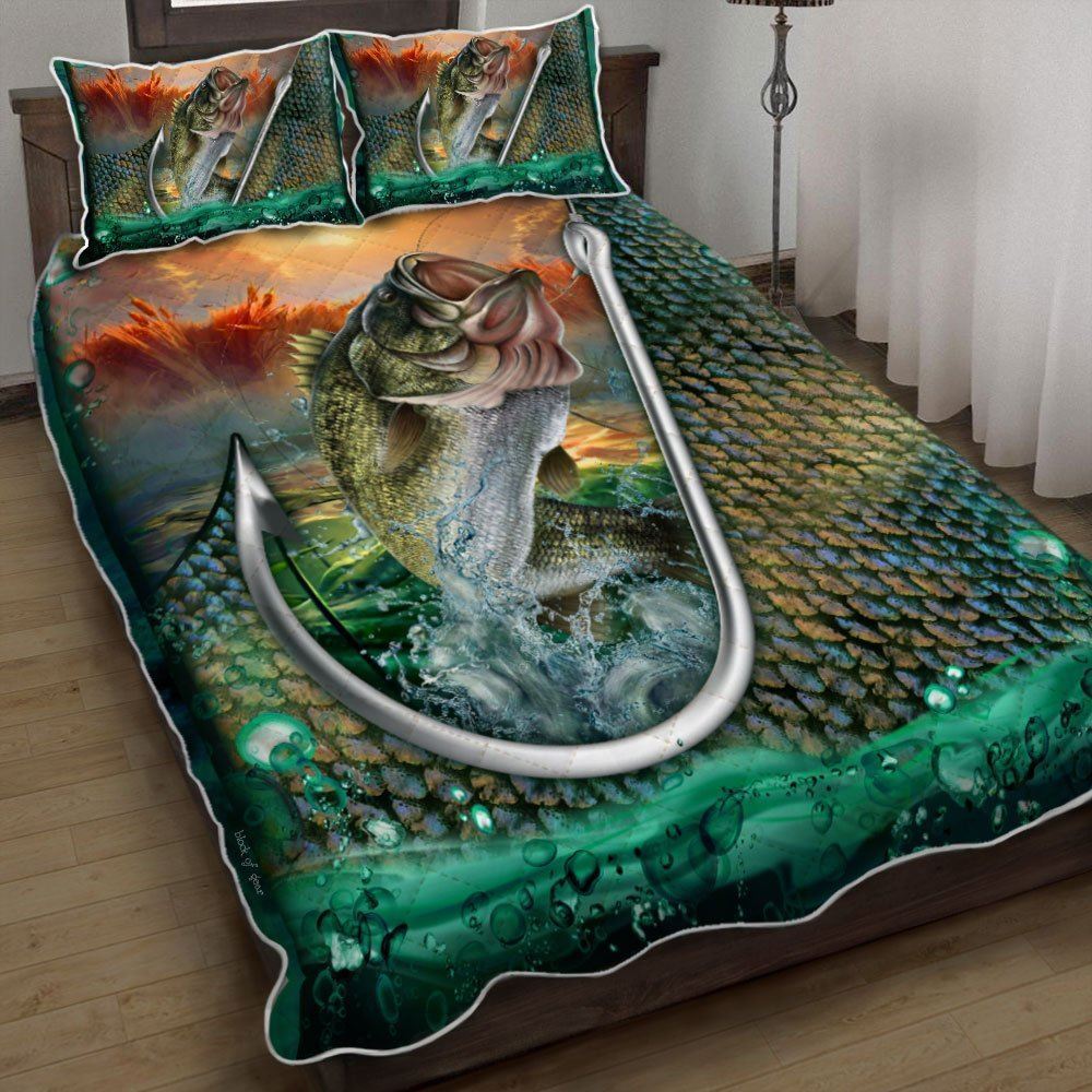 Bass Fishing Id Rather Be Fishing Quilt Bedding Set