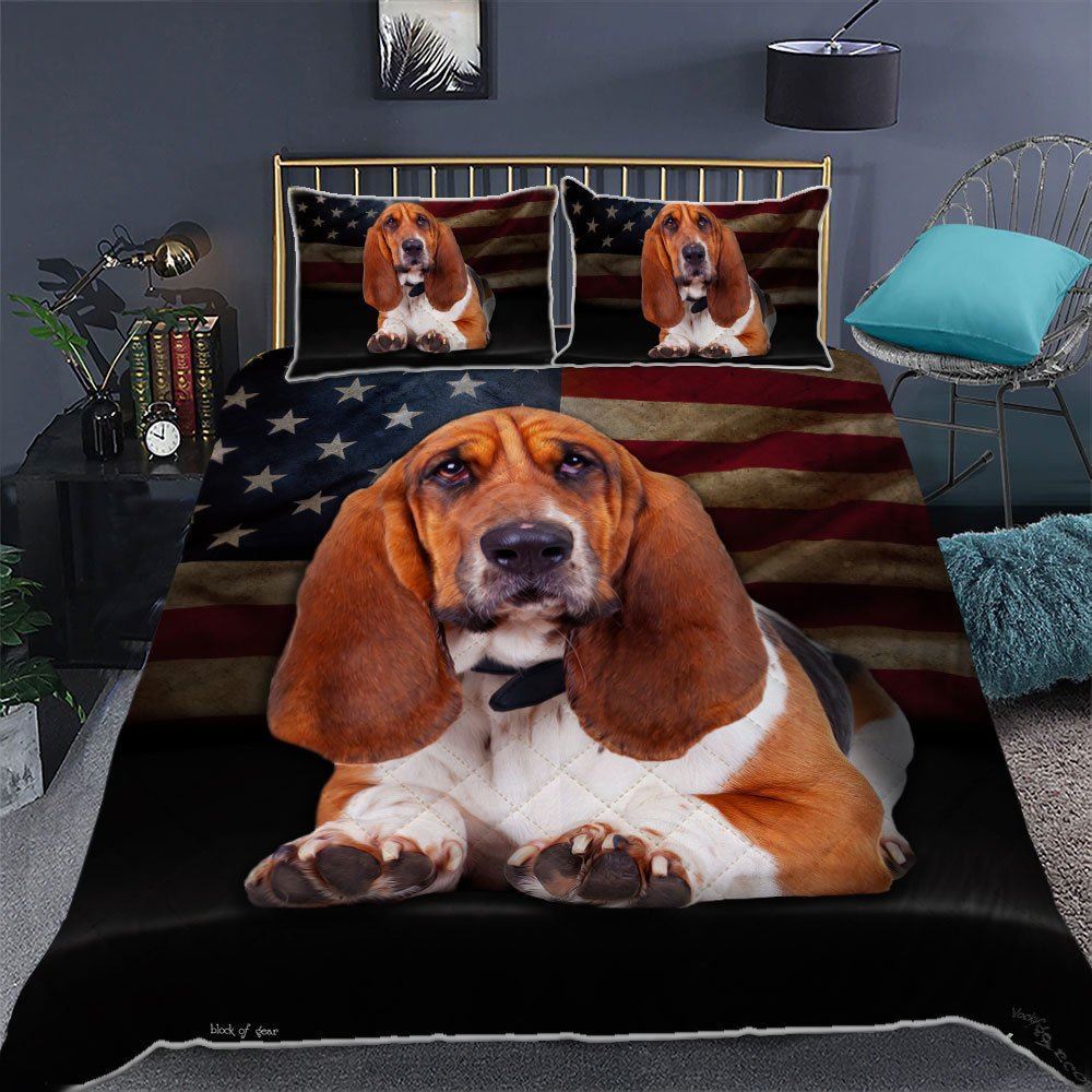 Basset Hound Quilt Bedding Set