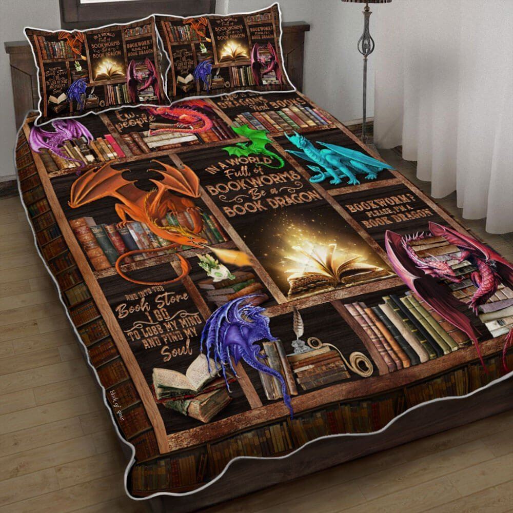 Be A Book Dragon Quilt Bedding Set