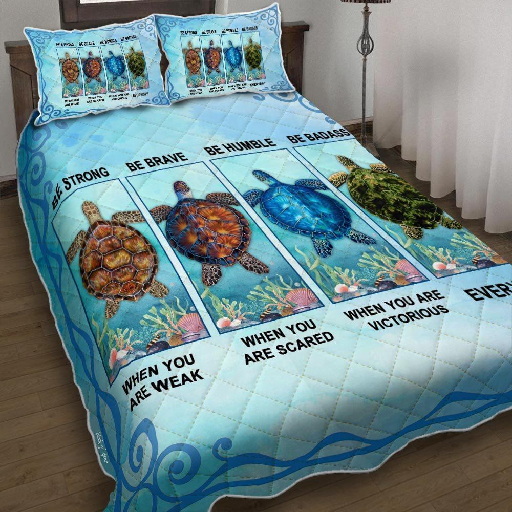 Be Strong Be Brave Be Humble Turtle Quilt Bedding Set