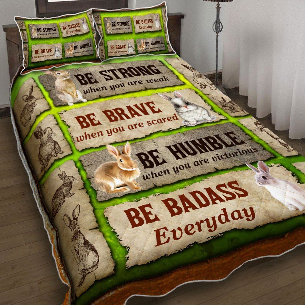 Be Strong When You Are Weak Bunny Rabbit Quilt Bedding Set