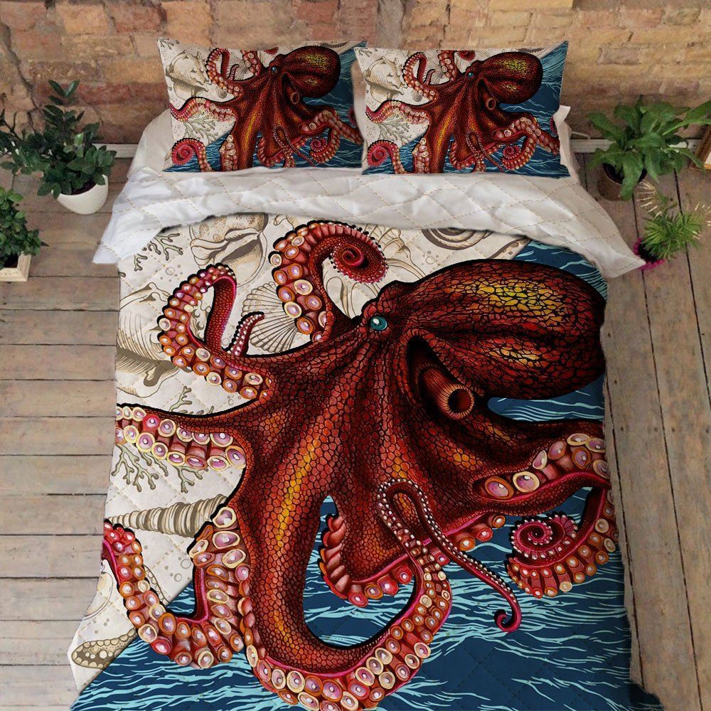 Beach Bedding Ocean Octopus Quilt Bedding Set Trn1554qs