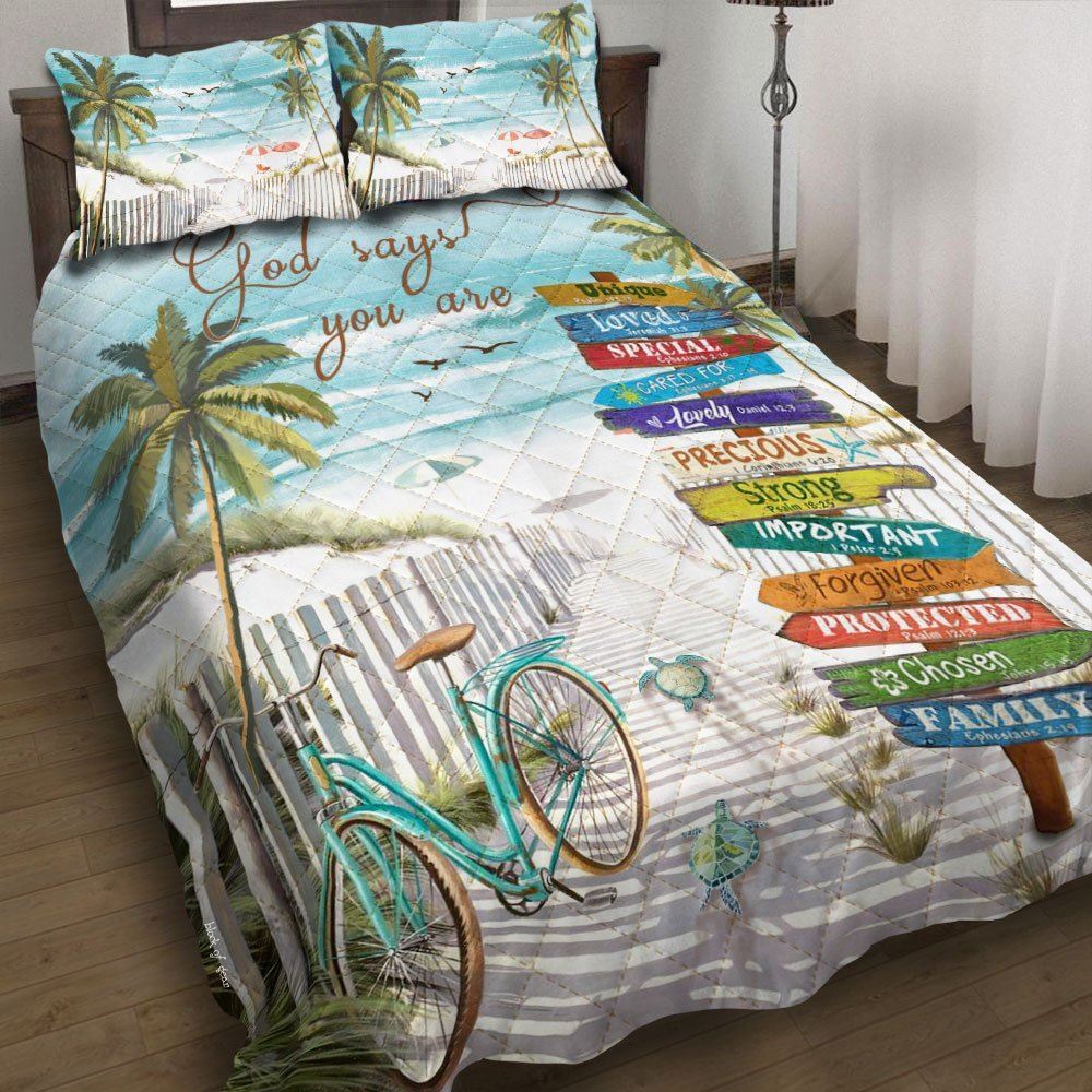 Beach Turtle God Says You Are Quilt Bedding Set