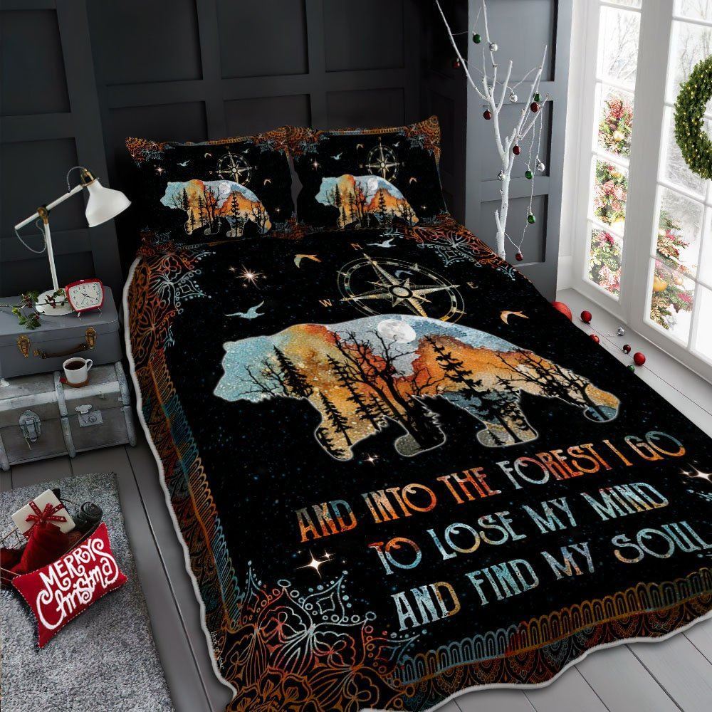 Bear And Into The Forest I Go Quilt Bedding Set