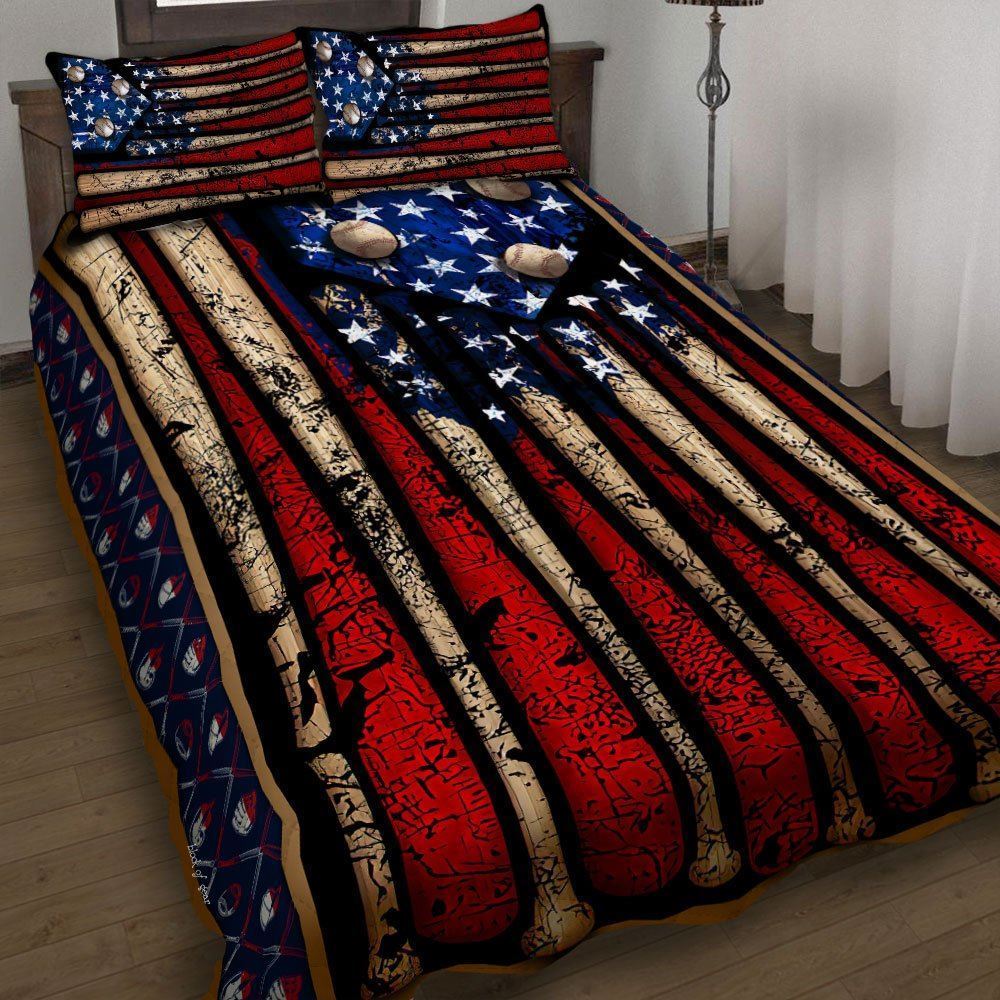 Beautiful Baseball Quilt Bedding Set