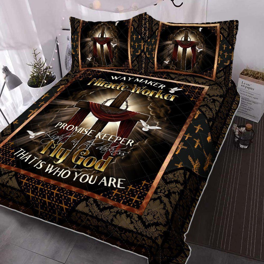 Beautiful Jesus Cross Quilt Bedding Set Psl444qs