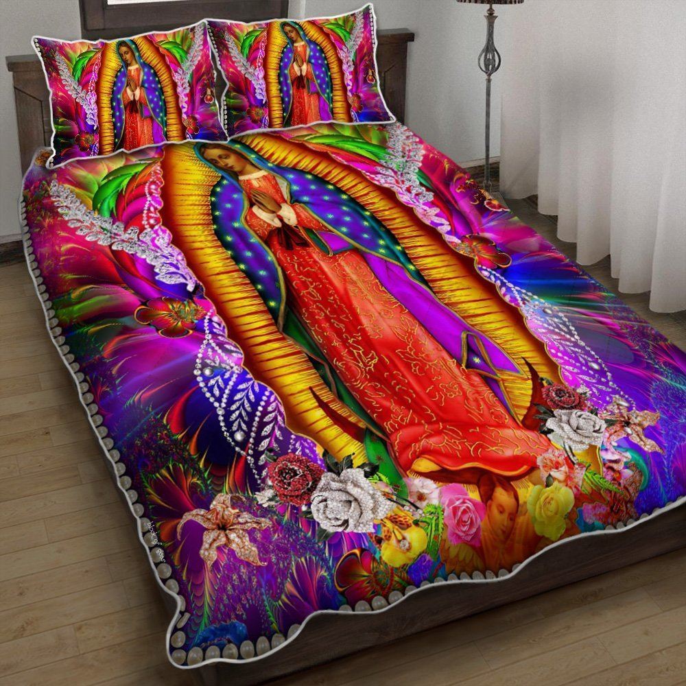 Beautiful Our Lady Of Guadalupe Quilt Bedding Set Lnt542qs