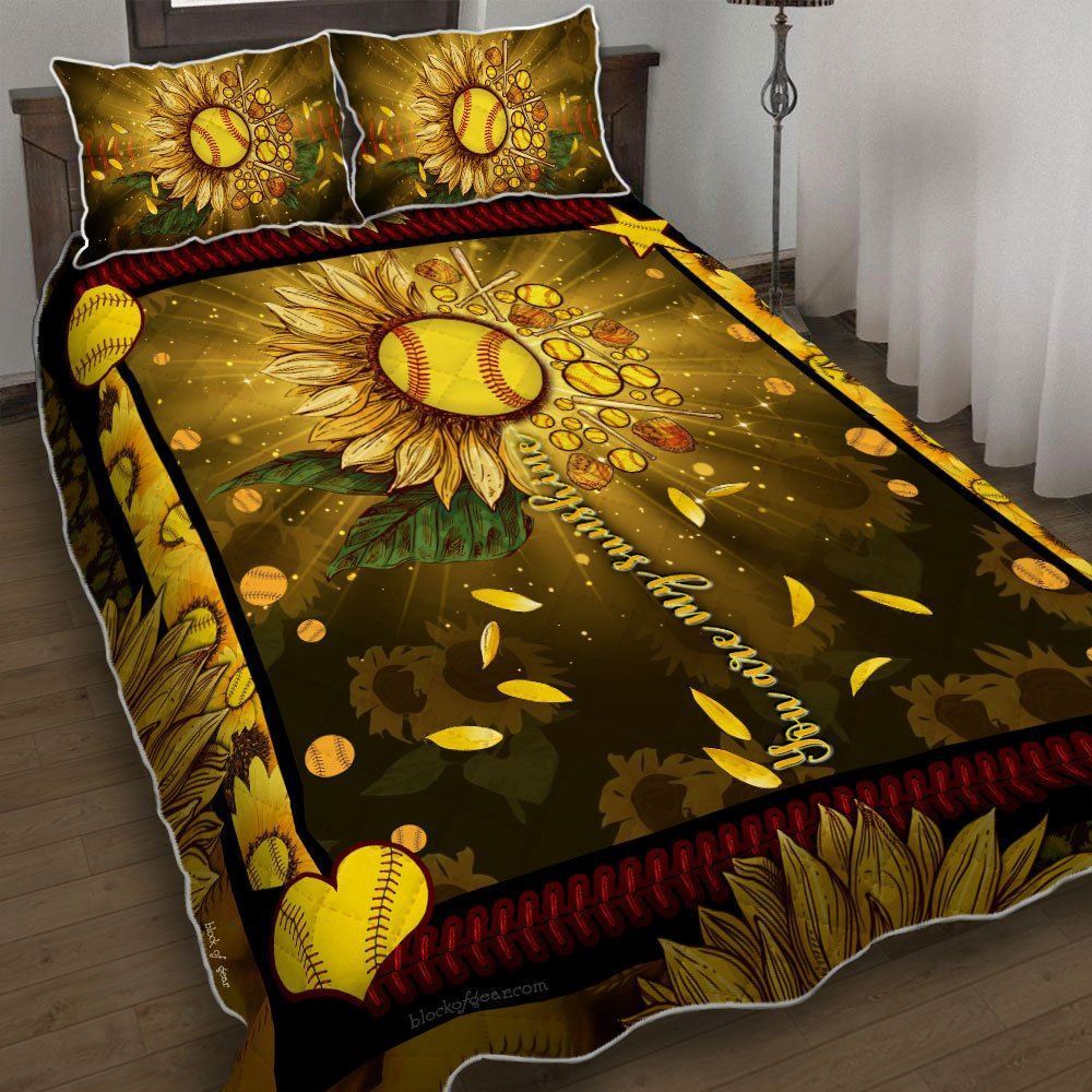 Beautiful Sunshine Softball Quilt Bedding Set