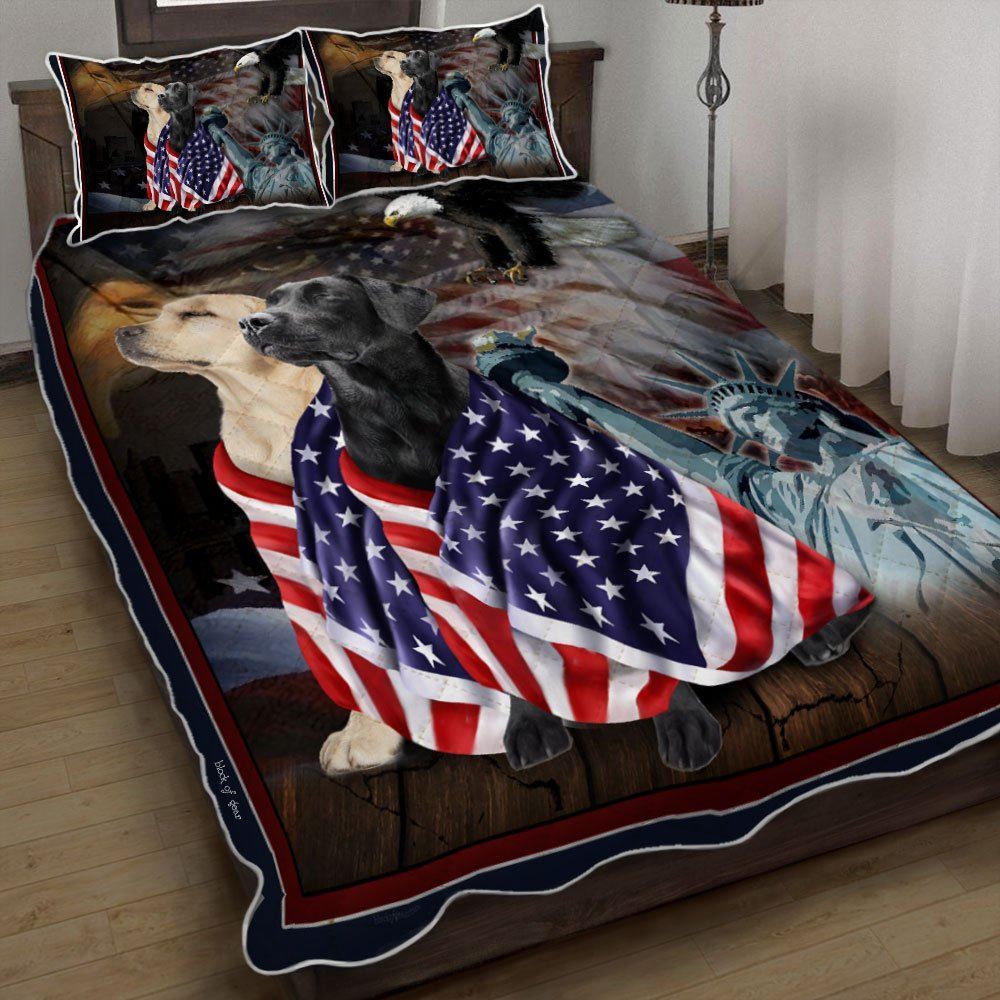 Black And Yellow Labrador Retriever American Patriot Quilt Bedding Set