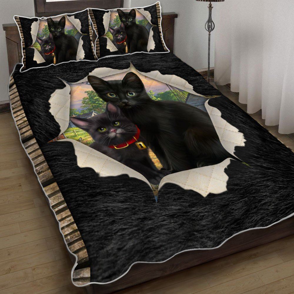 Black Cat Cat Fur Quilt Bedding Set