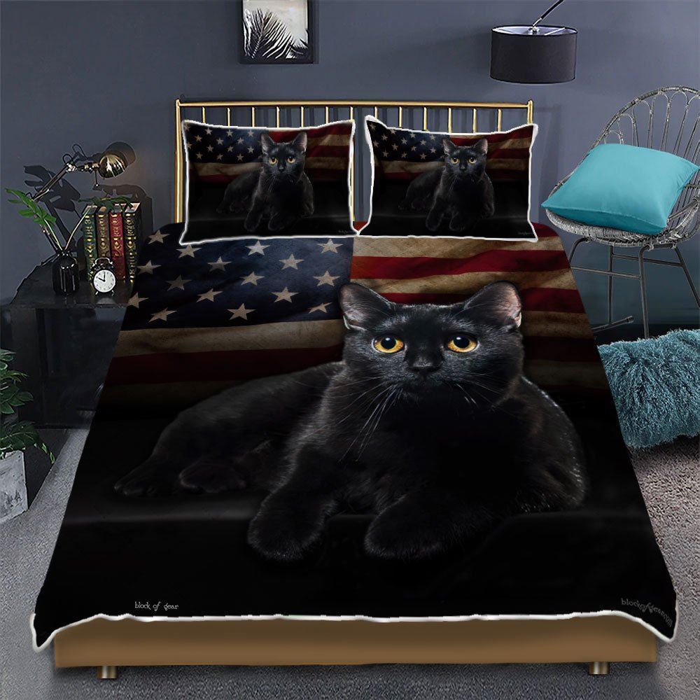 Black Cats Make Me Happy Quilt Bedding Set