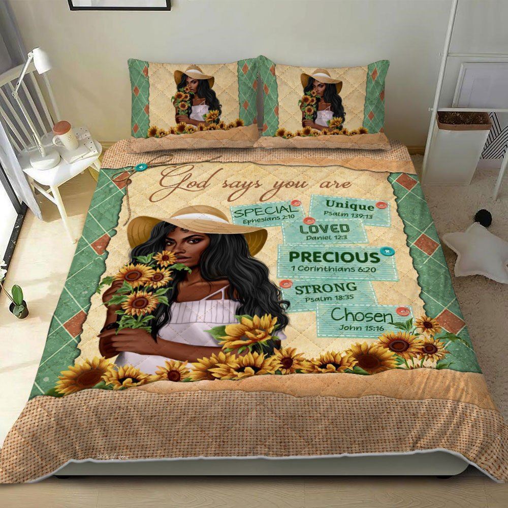 Black Girl God Says You Are Quilt Bedding Set-5ows3