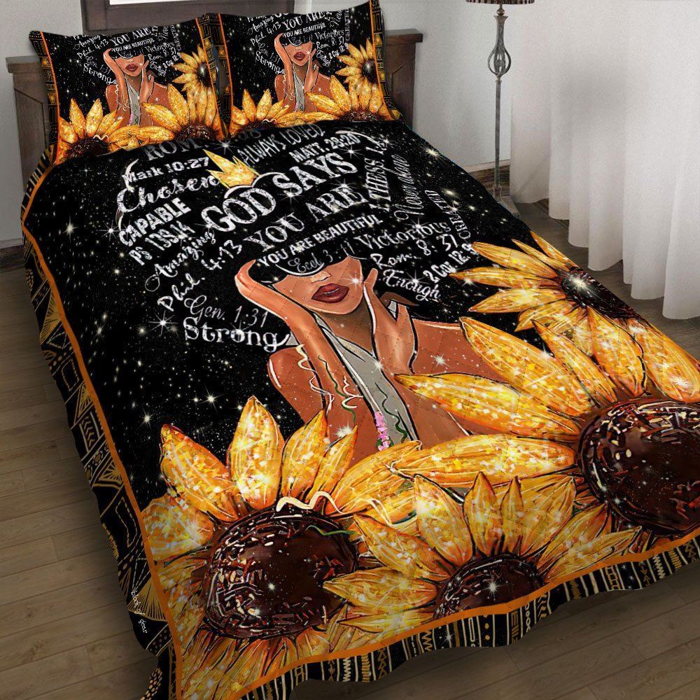 Black Girl God Says You Are Quilt Bedding Set