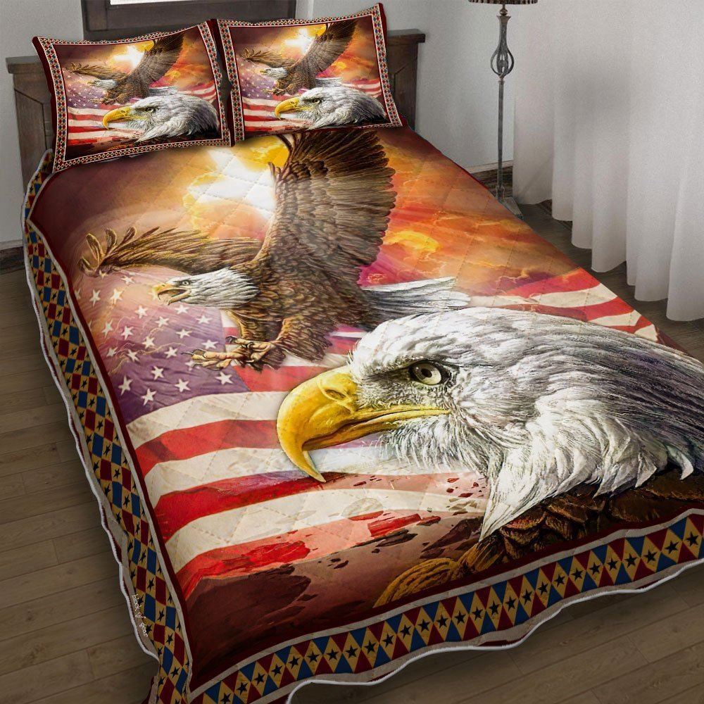 Blessing America Patriotic Eagle Quilt Bedding Set