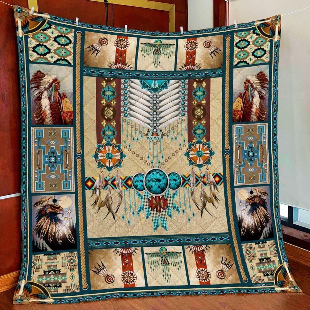 Blue Native American Blanket Native American Pattern Quilt Blanket