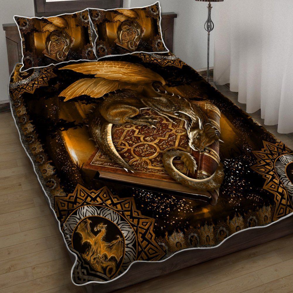 Book Dragon Quilt Bedding Set