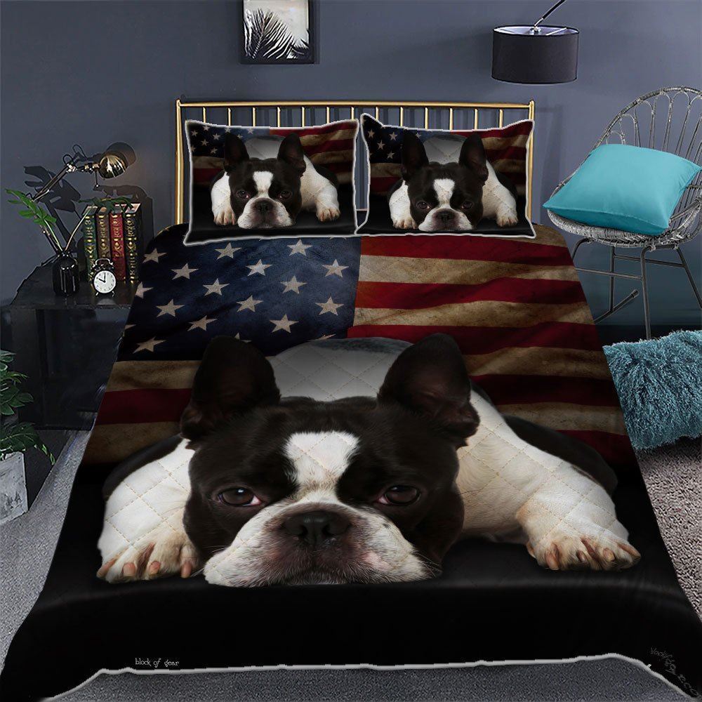 Boston Terrier Quilt Bedding Set