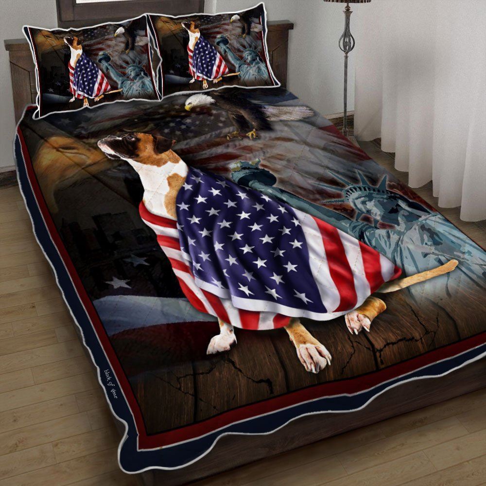 Boxer Dog American Patriot Quilt Bedding Set