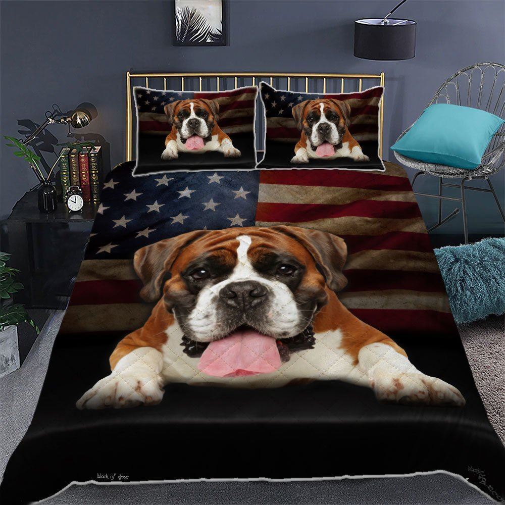 Boxer Dog American Quilt Bedding Set