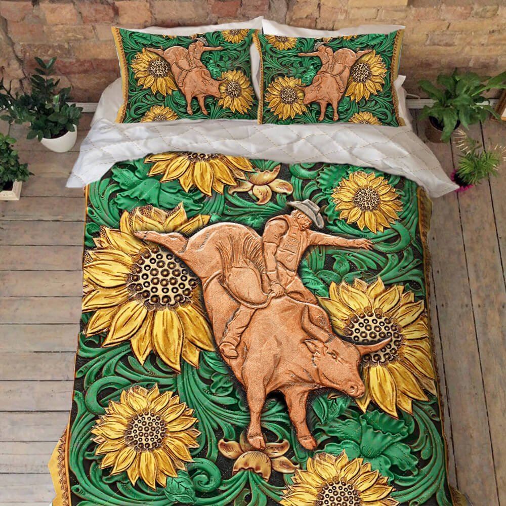 Bull Riding Quilt Bedding Set Sunflower Ntb462qs