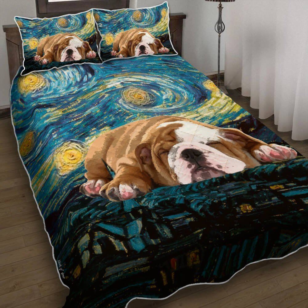 Bulldogs Starry Night Quilt Bedding Set