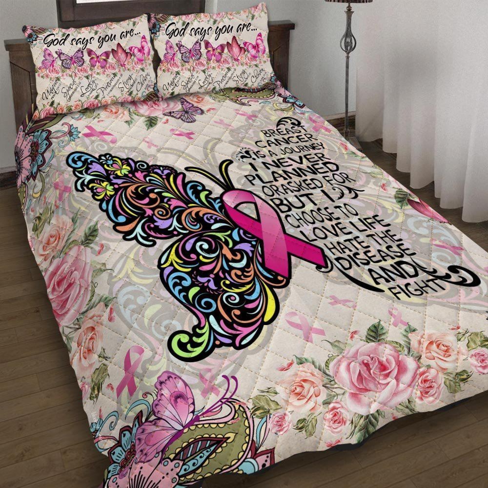 Butterfly Breast Cancer Awaremess God Says You Are Quilt Bedding Set-tz0pc