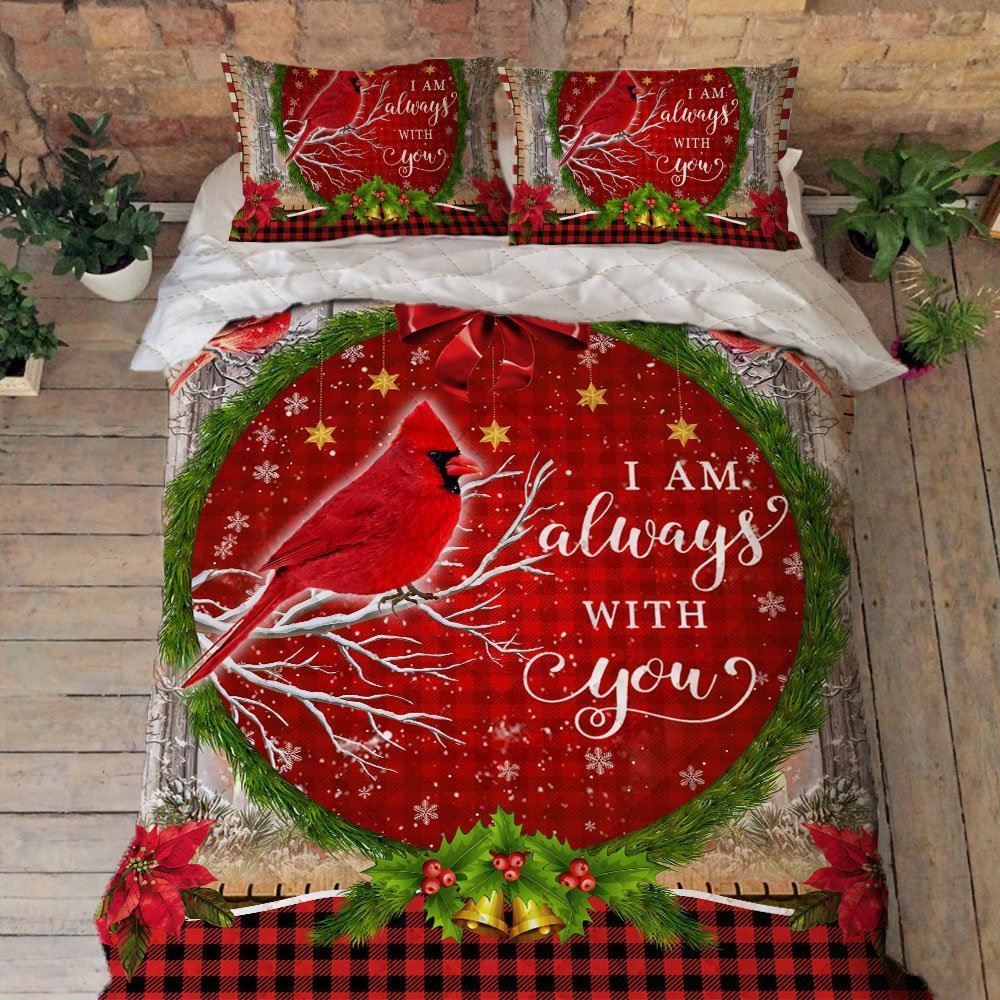 Cardinal Christmas I Am Always With You Quilt Bedding Set Thn3558qs