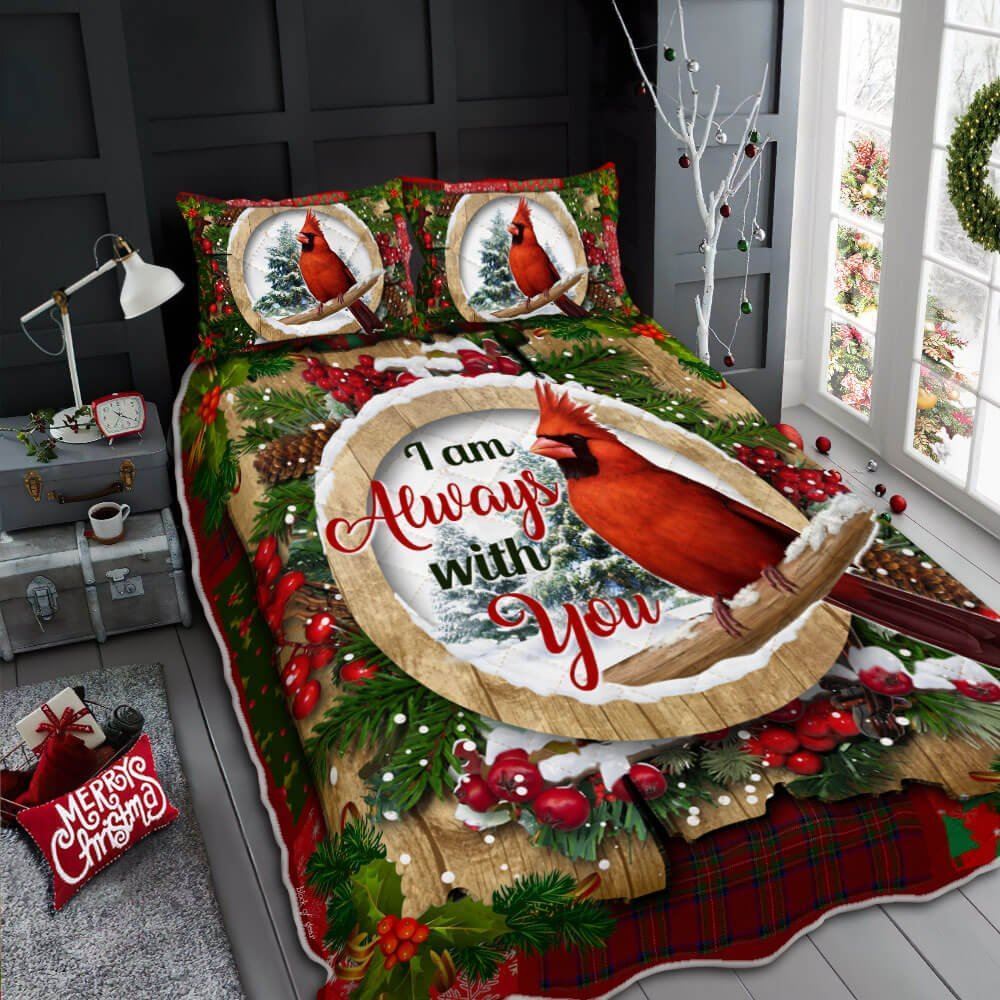 Cardinal Christmas Quilt Bedding Set