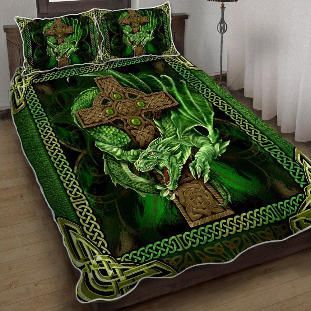 Celtic Dragon Bed Set Celtic Cross Dragon Quilt Bedding Set Trn1244qs-4govy