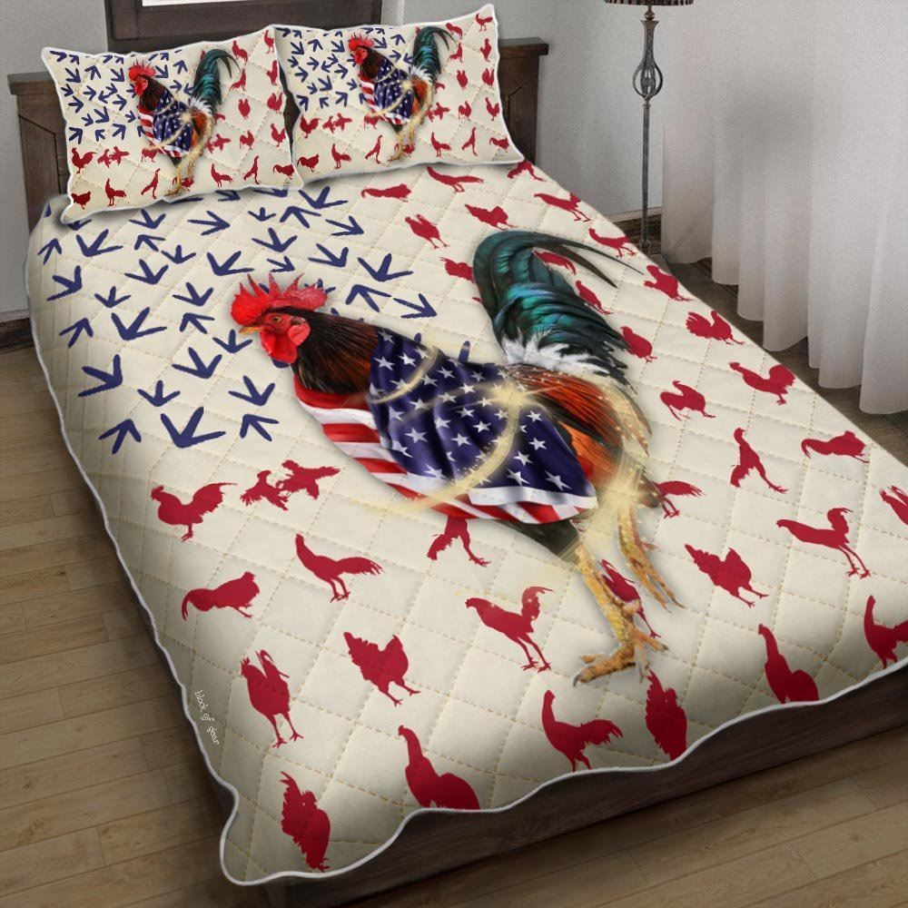 Chicken Rooster Wrapped In Glory Quilt Bedding Set