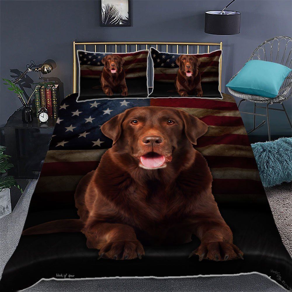 Chocolate Labrador Quilt Bedding Set