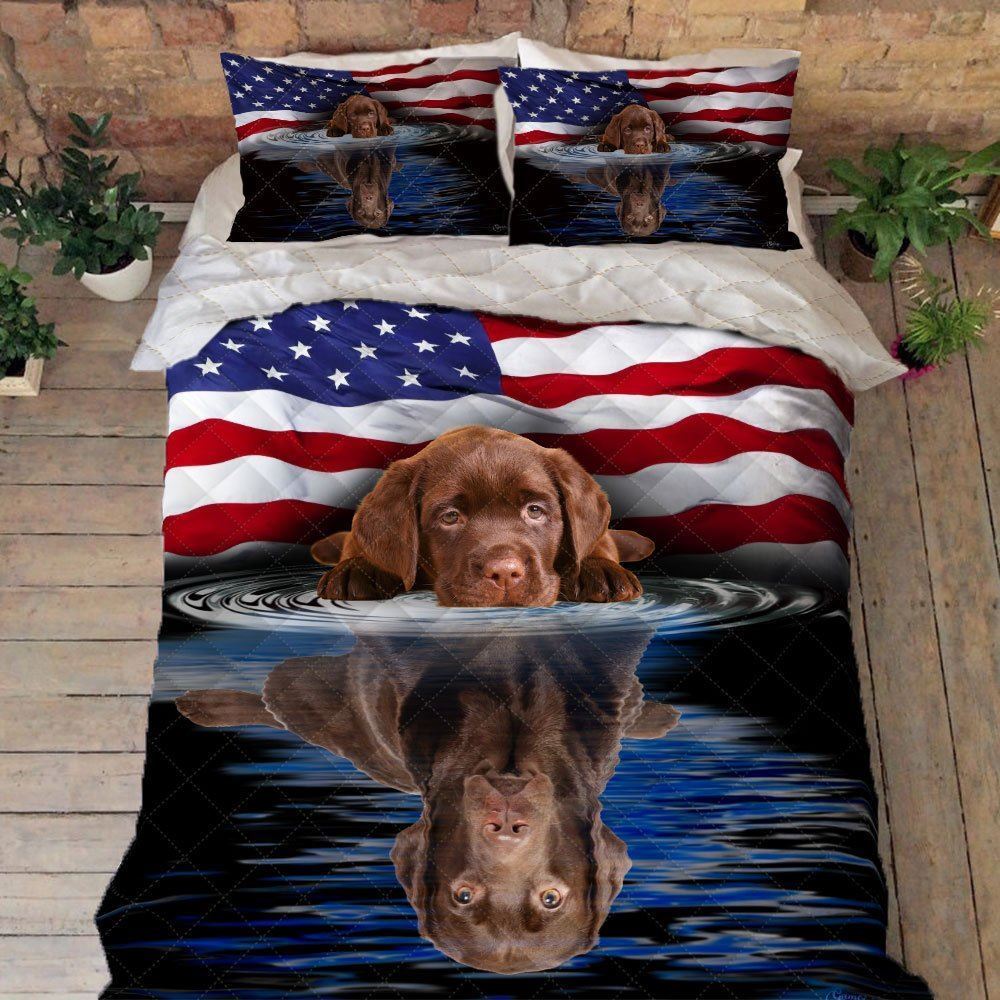 Chocolate Labrador Retriever Quilt Bedding Set Anl305qsv1