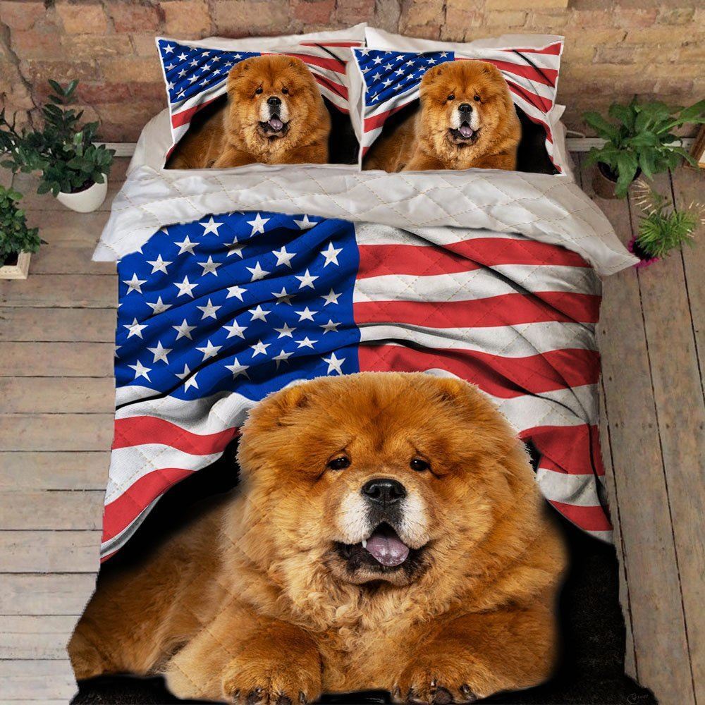 Chow Chow American Patriot Quilt Bedding Set Thh2903qsv25