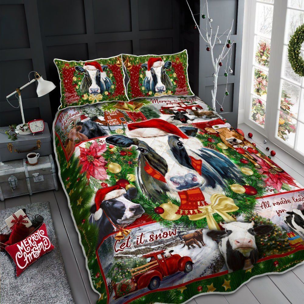 Christmas Cattle Quilt Bedding Set