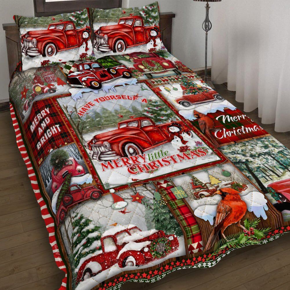 Christmas Red Truck Quilt Bedding Set-srzvz