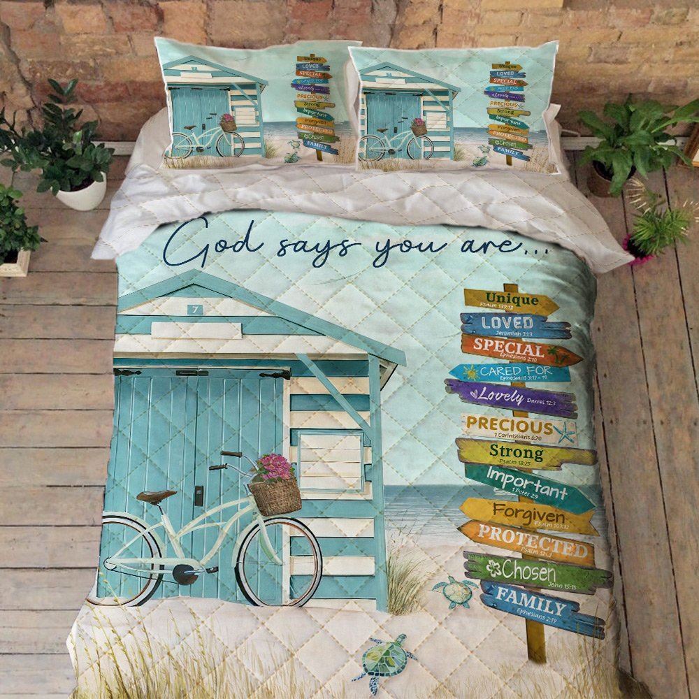 Coastal Bedding Beach Turtle God Says You Are Quilt Bedding Set Trn1222qs