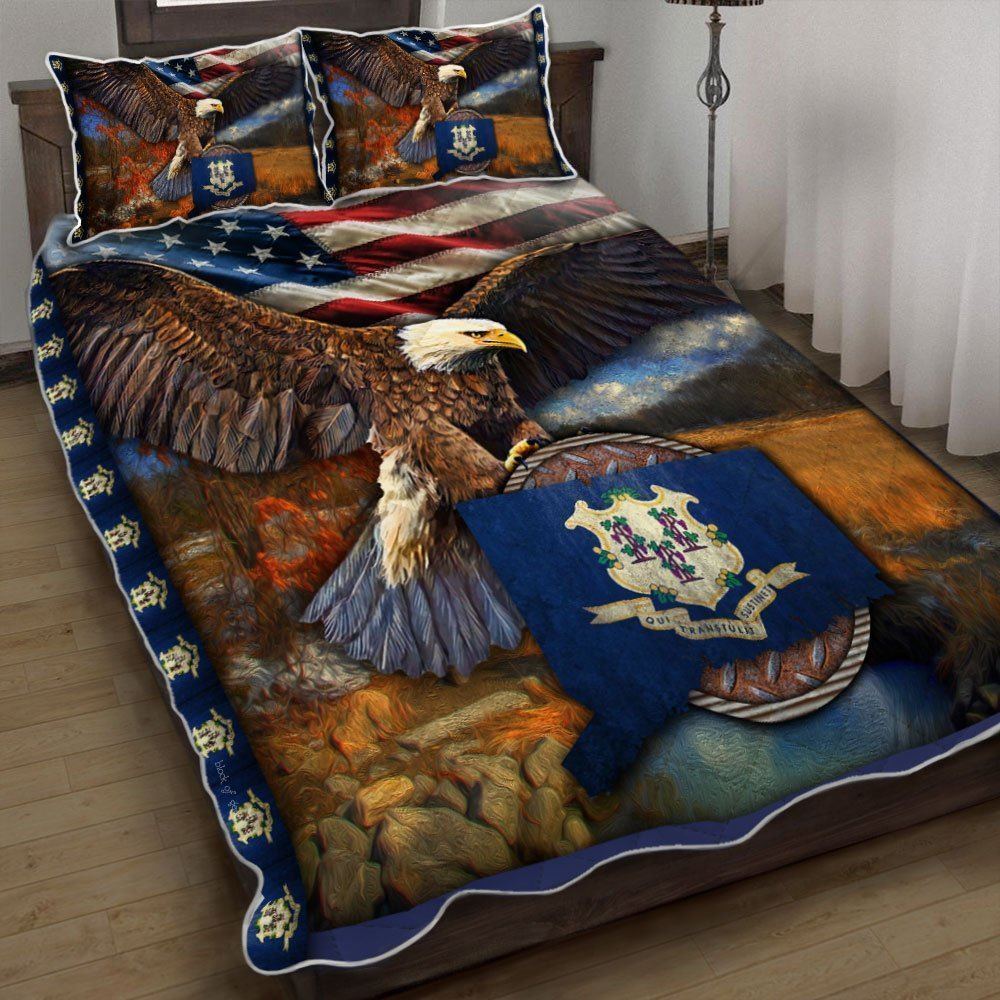 Connecticut State Eagle Quilt Bedding Set