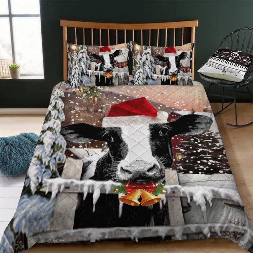 Cow Christmas Quilt Bedding Set