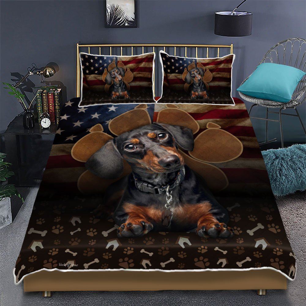 Dachshund Dog Paw Quilt Bedding Set