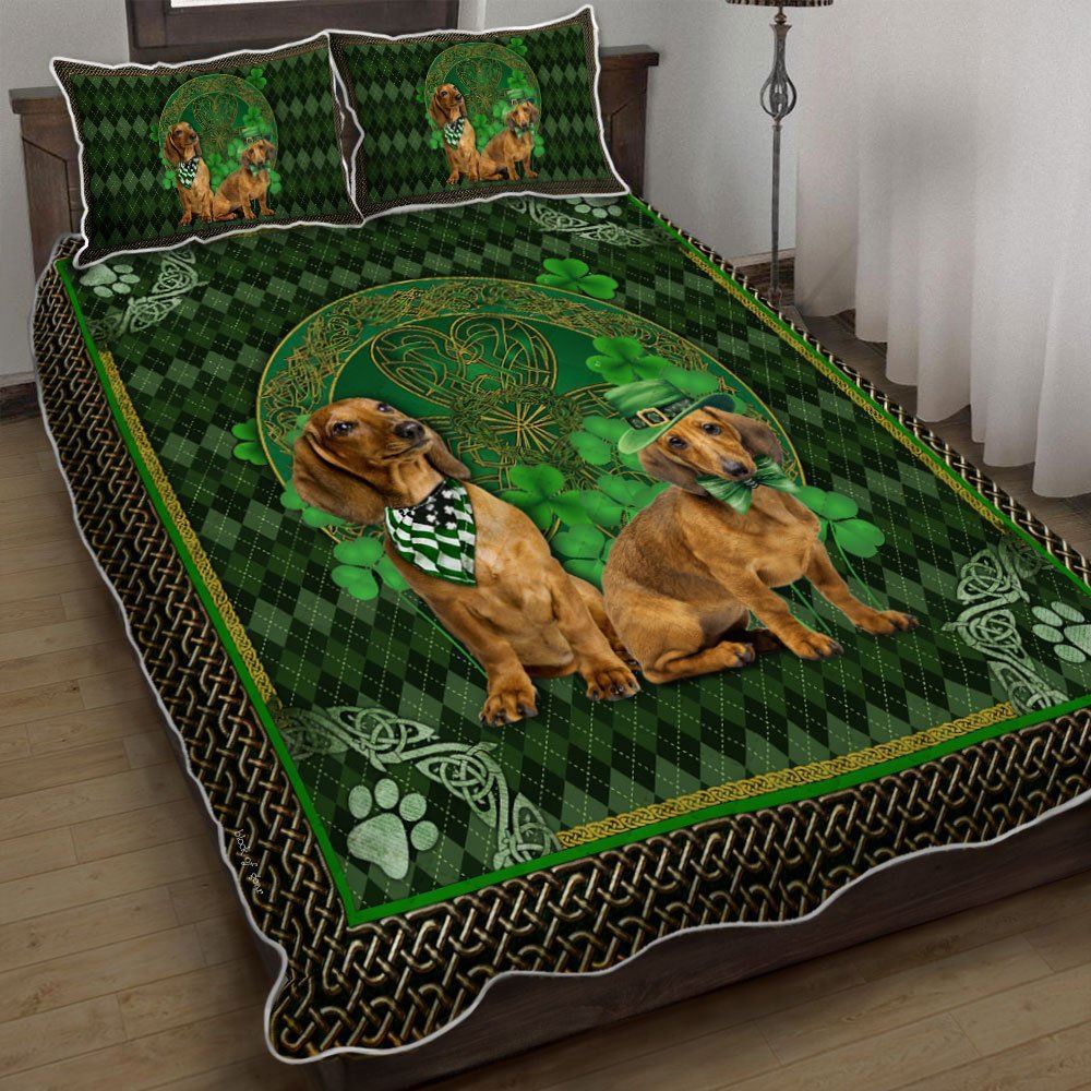 Dachshund Dogs Shamrock Quilt Bedding Set-ah3we