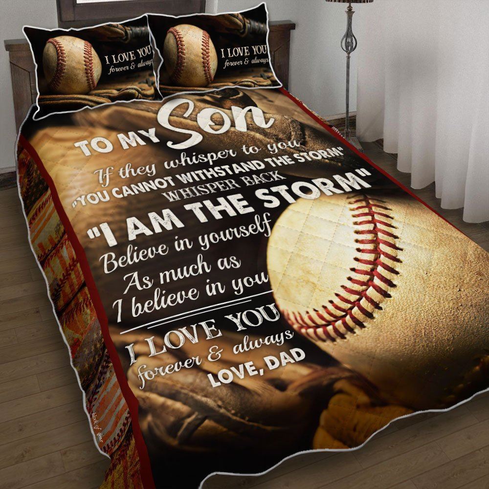 Dad To Son Baseball Quilt Bedding Set